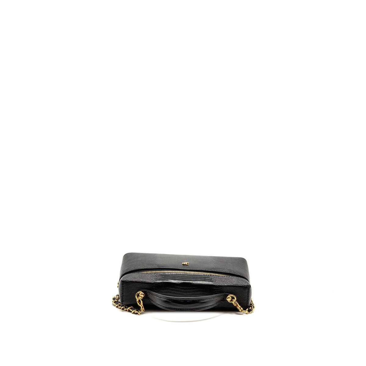Chanel Vanity with Chain Lizard Embossed Calfskin Black GHW (Microchip)