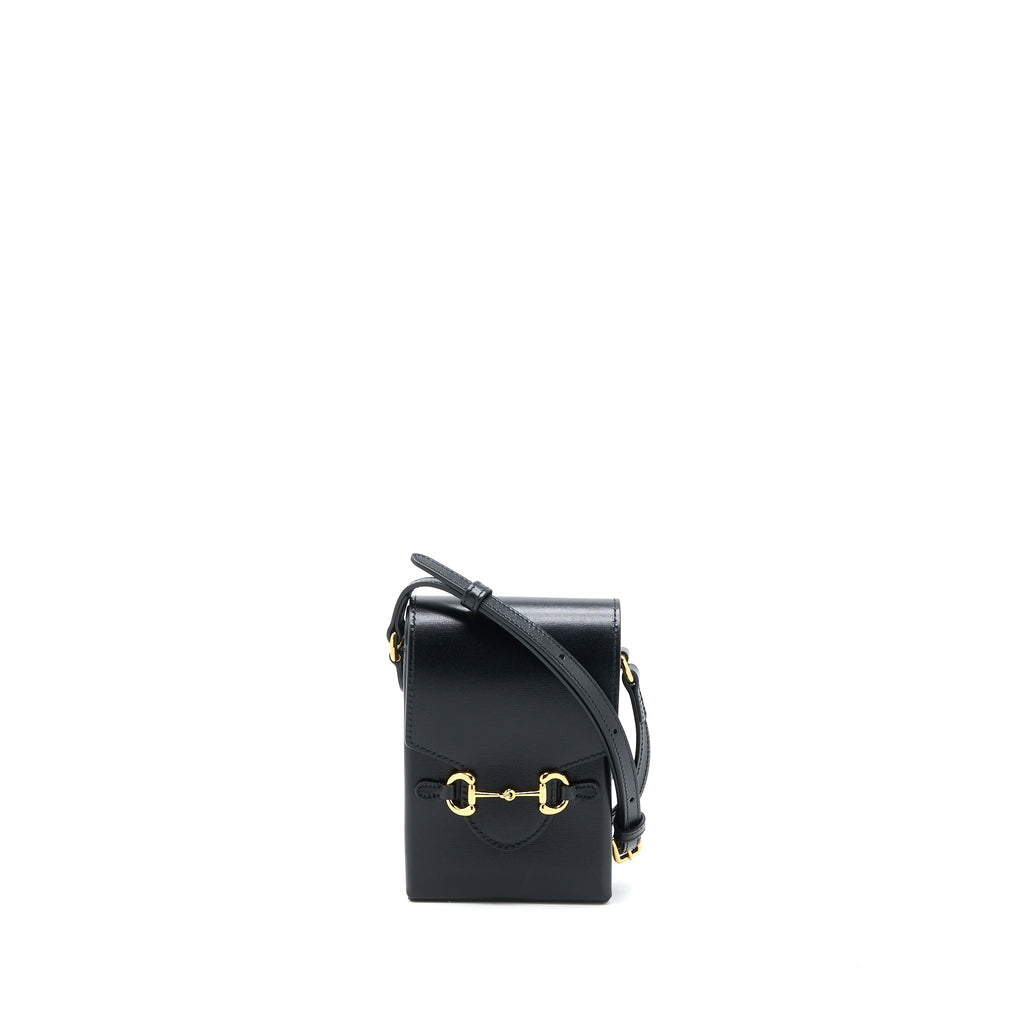 GUCCI HORSEBIT 1955 MINI BAG CALFSKIN BLACK LGHW