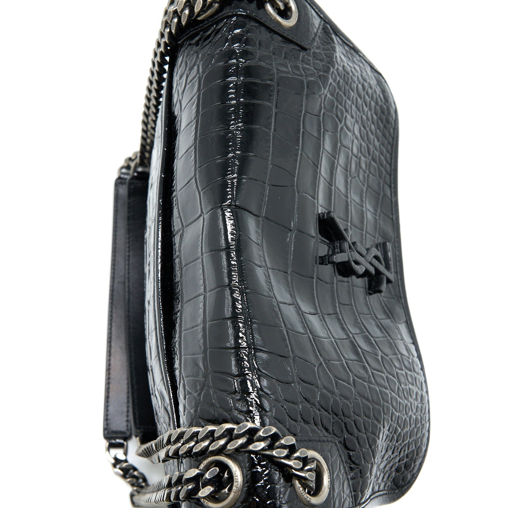 SAINT LAURENT MEDIUM NIKI CHAIN BAG PATENT BLACK SHW