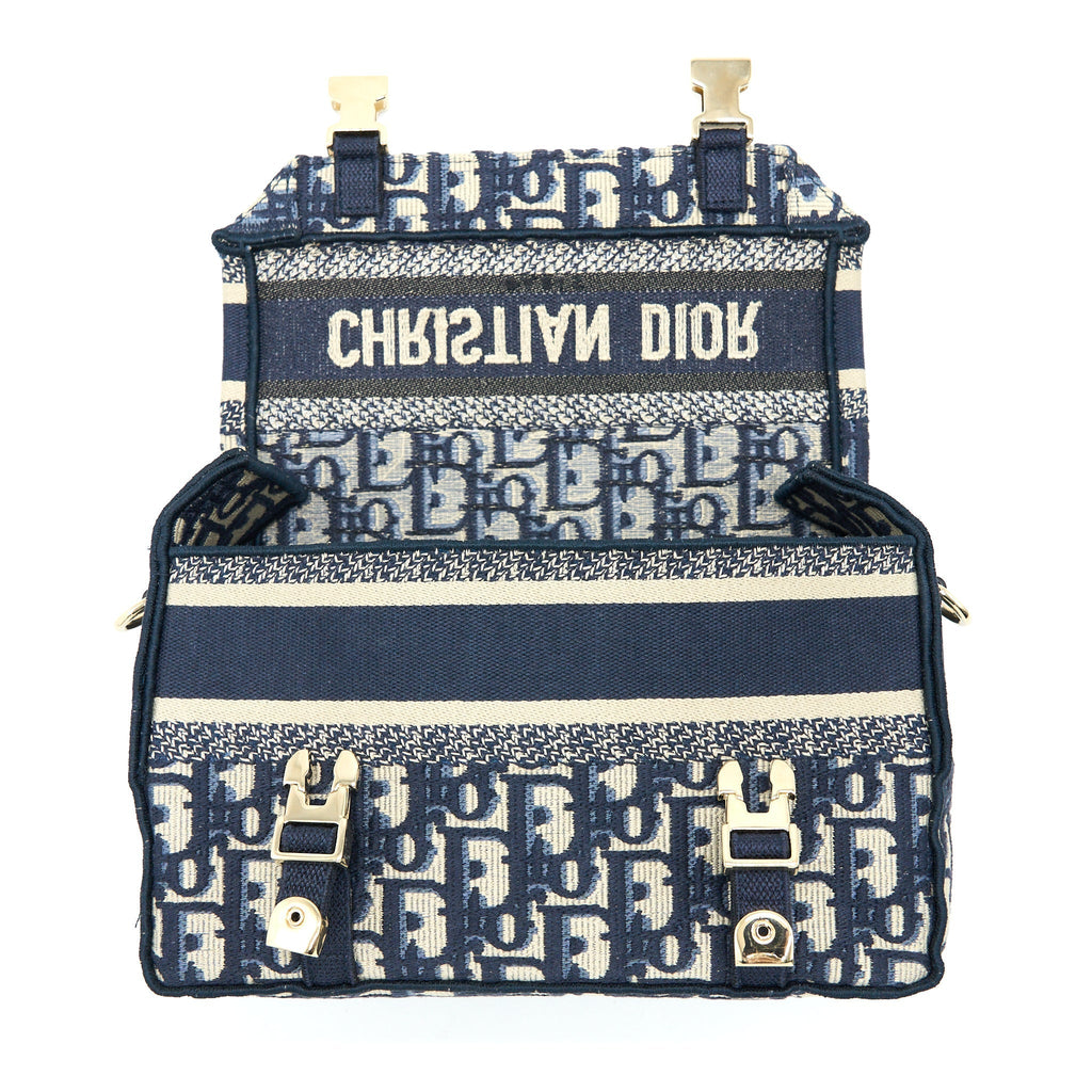 DIOR SMALL DIORCAMP BAG BLUE OBLIQUE EMBROIDERY LGHW
