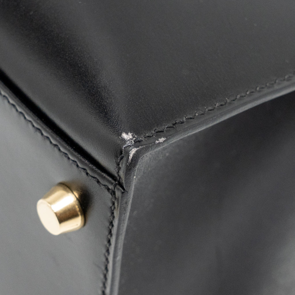 HERMES VINTAGE KELLY 32 BOX BLACK GHW