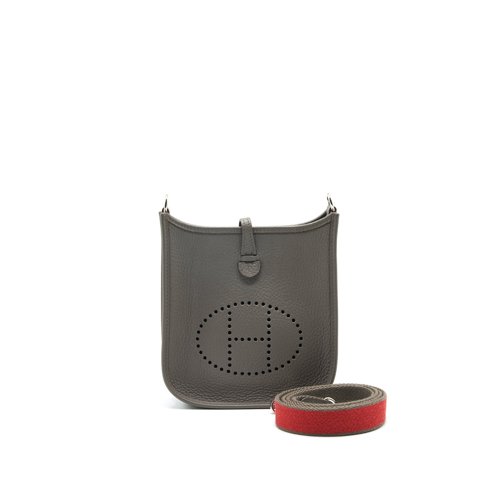 Hermes Mini Evelyne Gris Etain SHW in Square