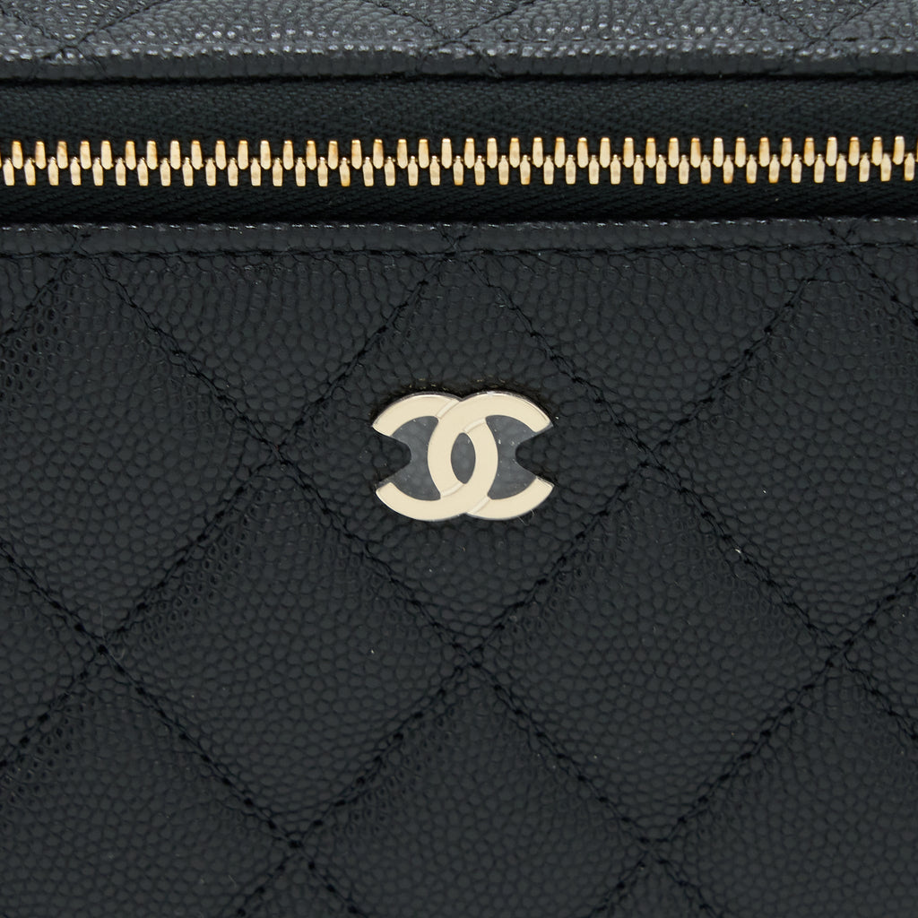 CHANEL LONG VANITY CASE CAVIAR BLACK LGHW (MICROCHIP)