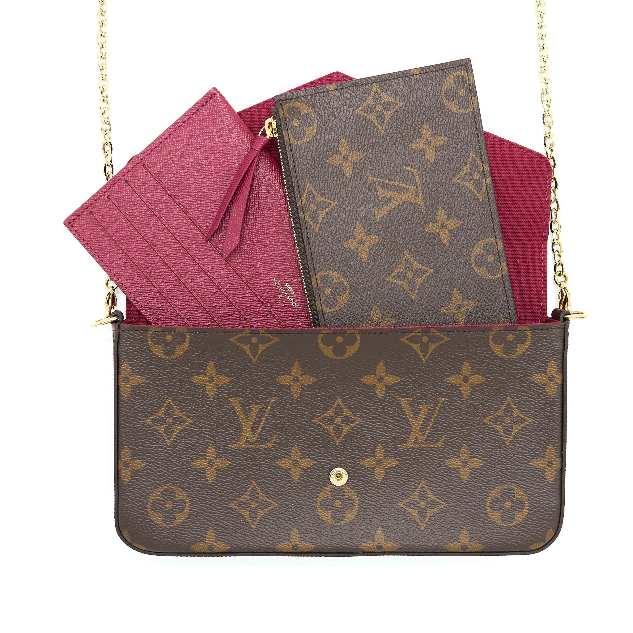 LOUIS VUITTON FELICIE POCHETTE MONOGRAM CANVAS RED GHW