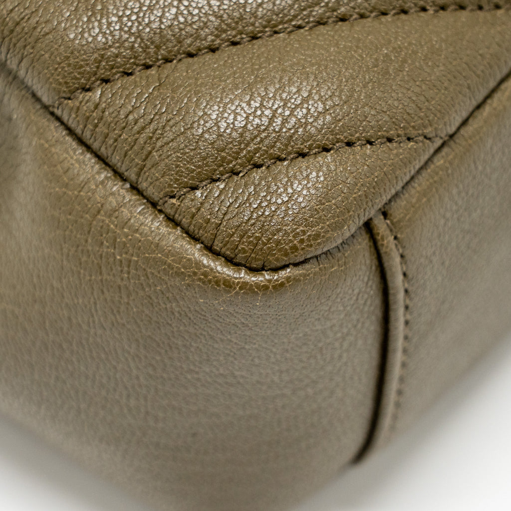 SAINT LAURENT/YSL MEDIUM COLLEGE BAG QUILTED LAMBSKIN ANEMONE GREEN GHW