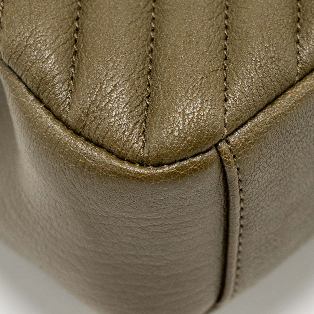 SAINT LAURENT/YSL MEDIUM COLLEGE BAG QUILTED LAMBSKIN ANEMONE GREEN GHW