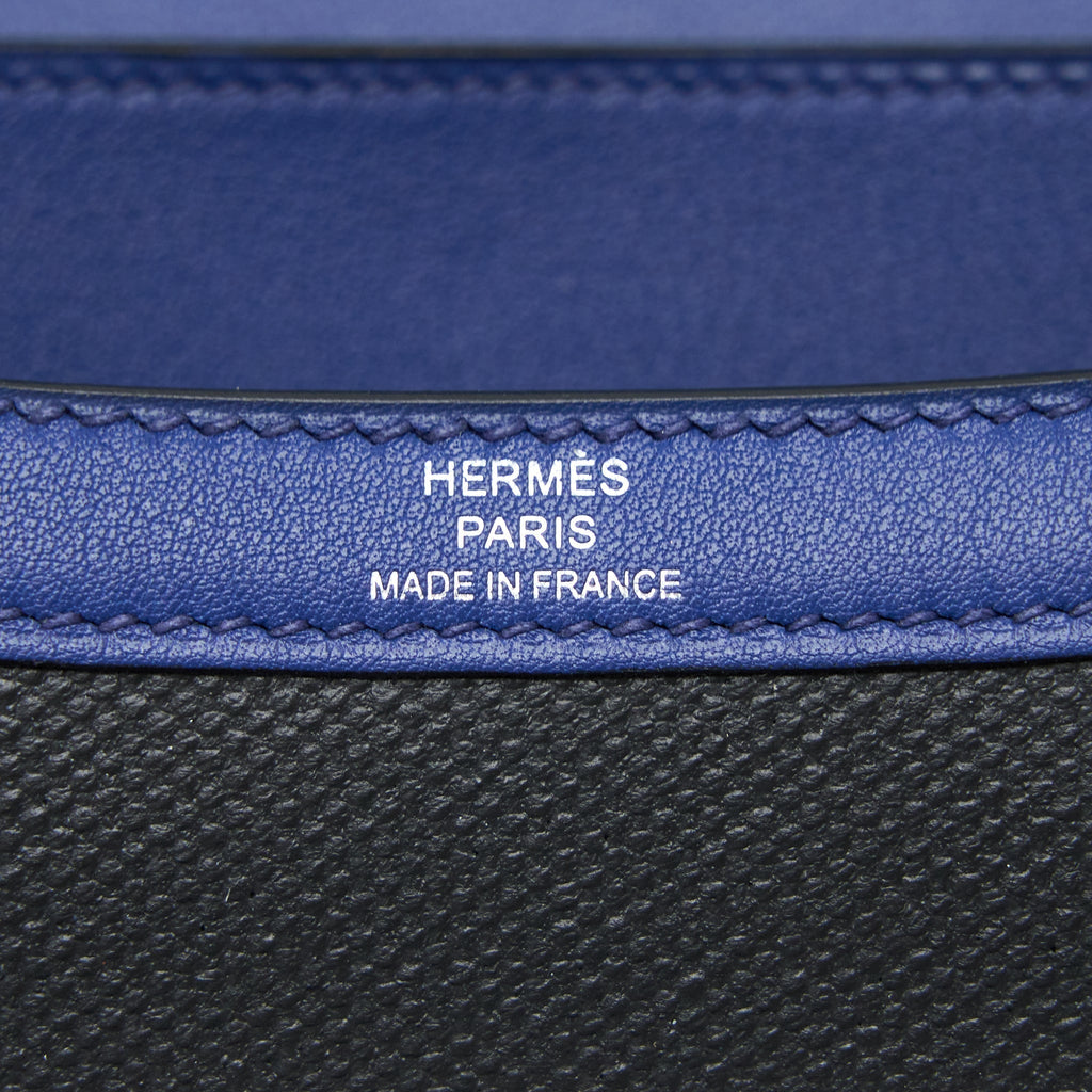 HERMES CONSTANCE 24 SWIFT/TOILE BLACK/BLUE SAPHIR SHW