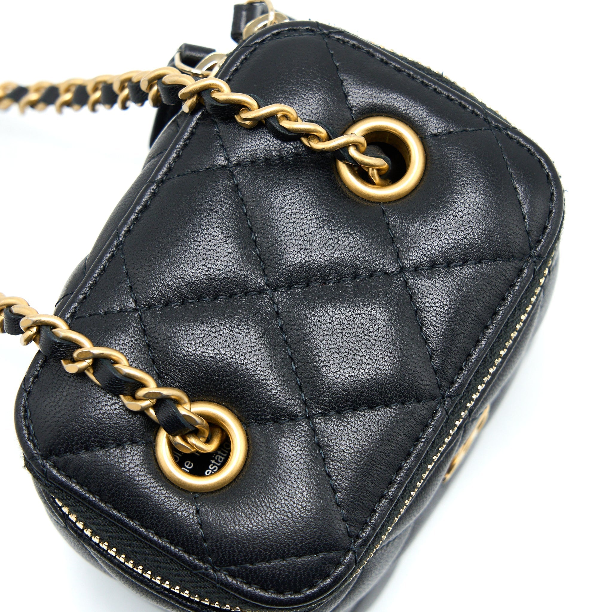 CHANEL PEARL CRUSH MINI VANITY LAMBSKIN BLACK GHW