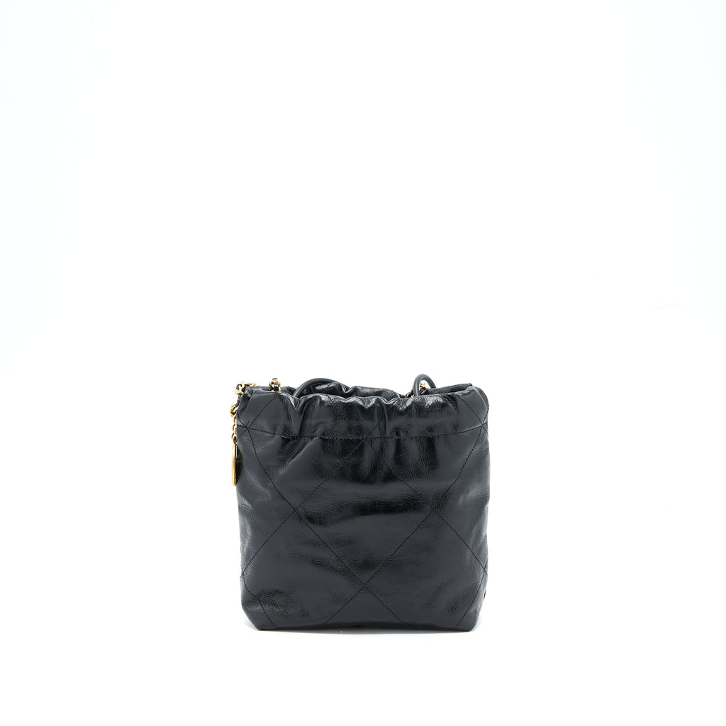 CHANEL 23S MINI 22 BAG WITH PEARL SHINY CALFSKIN BLACK GHW (MICROCHIP)