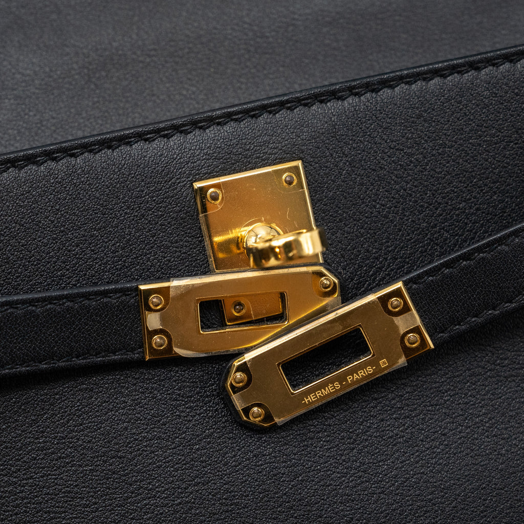 Hermes Kelly Pochette Swift Black GHW