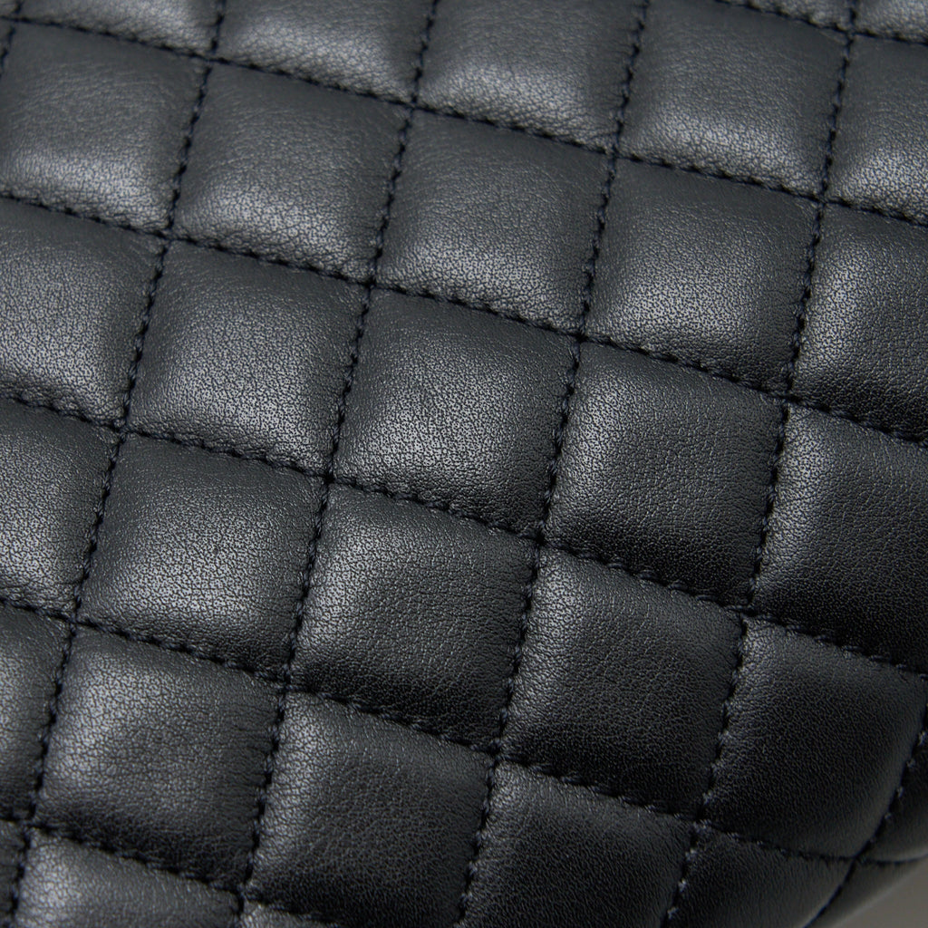 CHANEL MEDIUM BOY BAG CALFSKIN BLACK BRUSHED GHW