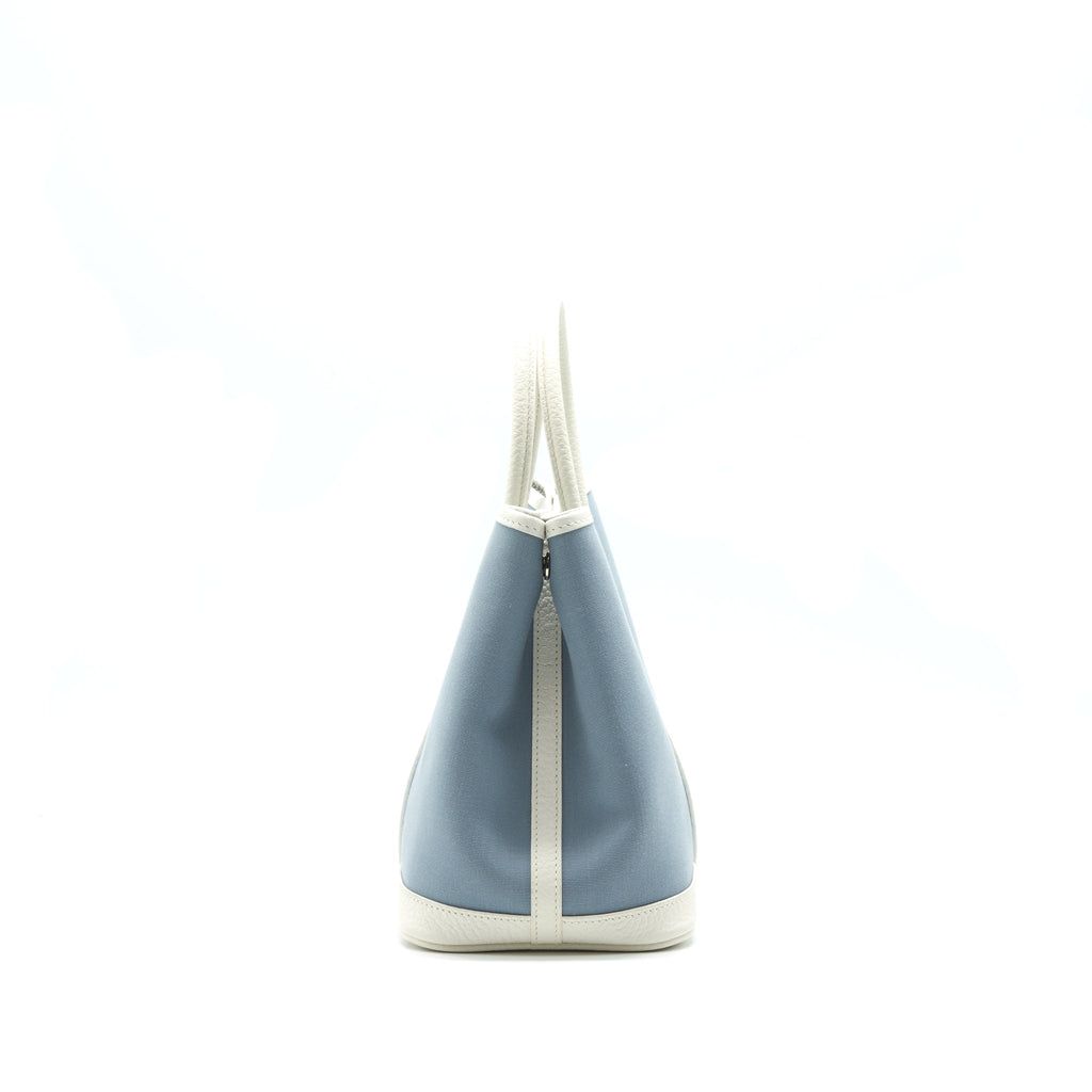 HERMES Garden Party 30 White/Blue Jean SHW in Square
