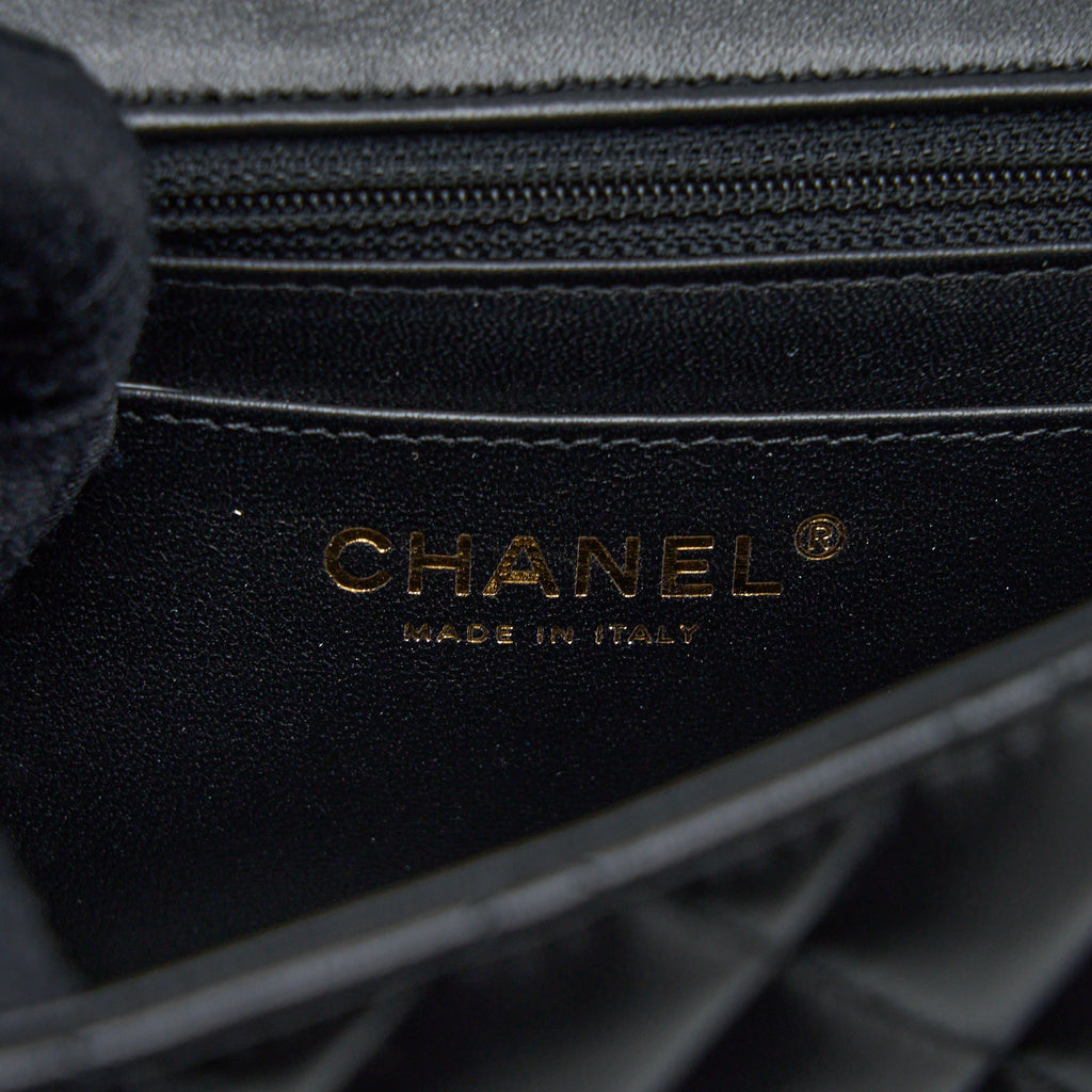 CHANEL MINI SQUARE FLAP BAG LAMBSKIN BLACK LGHW (MICROCHIP)