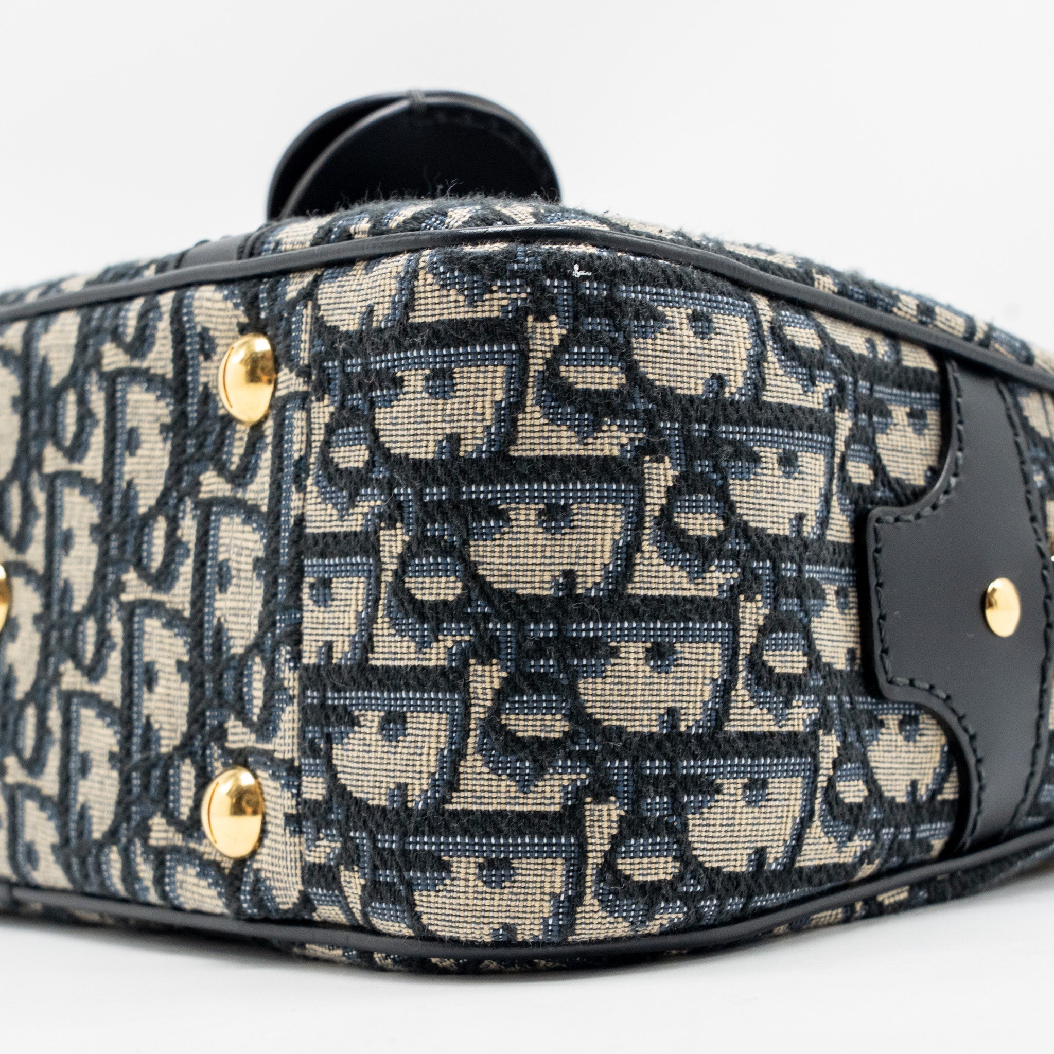 DIOR MEDIUM BOWLING BAG DIOR OBLIQUE CANVAS BLUE GHW