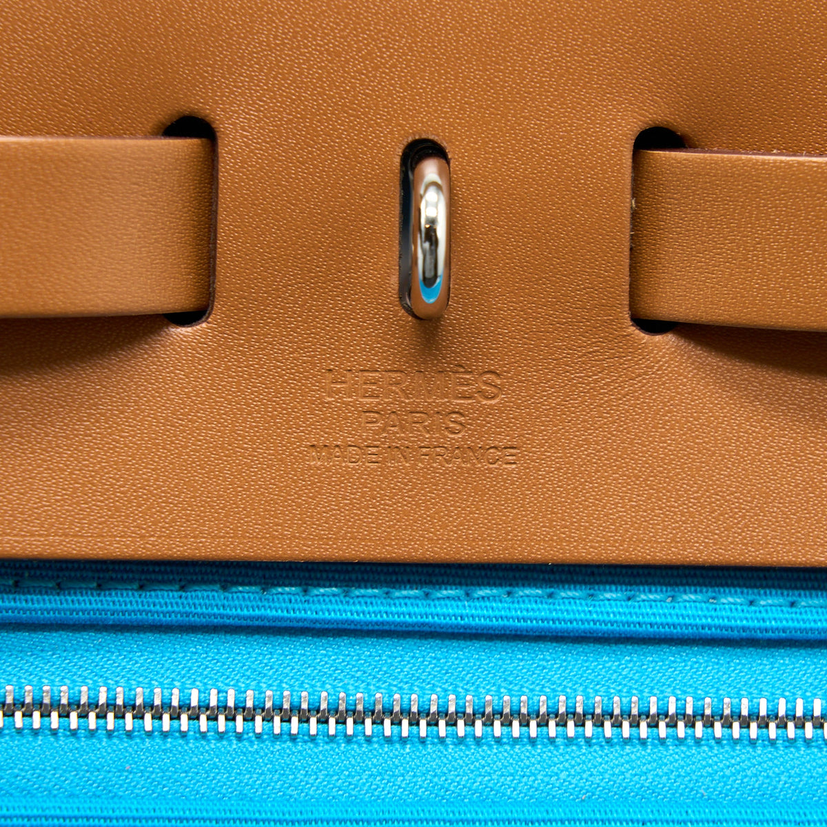 Hermes Herbag Zip 31 Bag Canvas Menthe-Bleu Azteque/Nature SHW