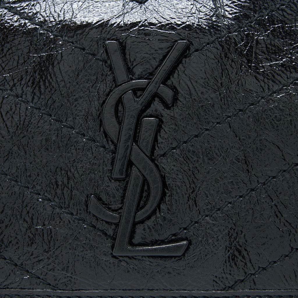 SAINT LAURENT MEDIUM NIKI CHAIN BAG AGED CALFSKIN BLACK RUTHENIUM HARDWARE
