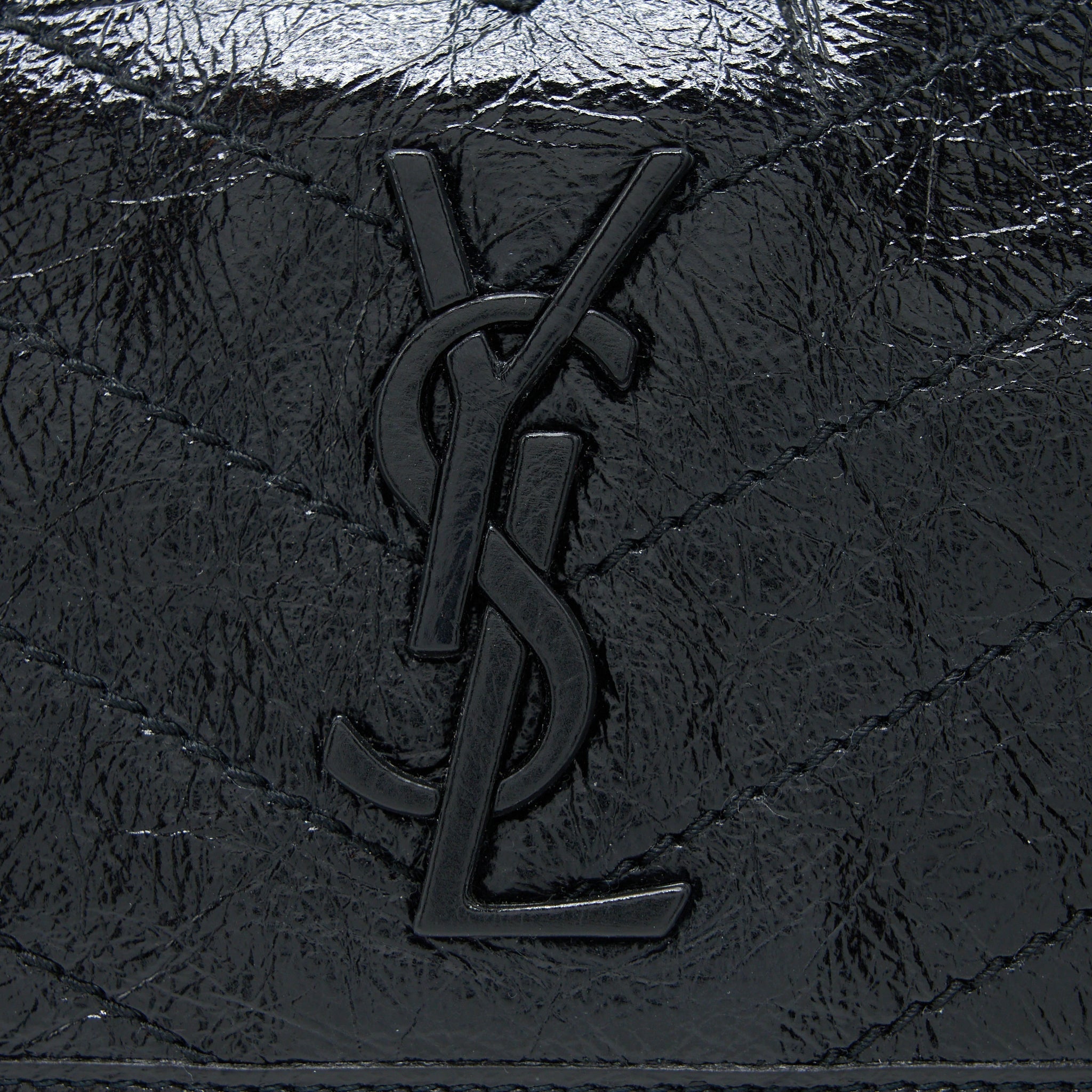 SAINT LAURENT MEDIUM NIKI CHAIN BAG AGED CALFSKIN BLACK RUTHENIUM HARDWARE