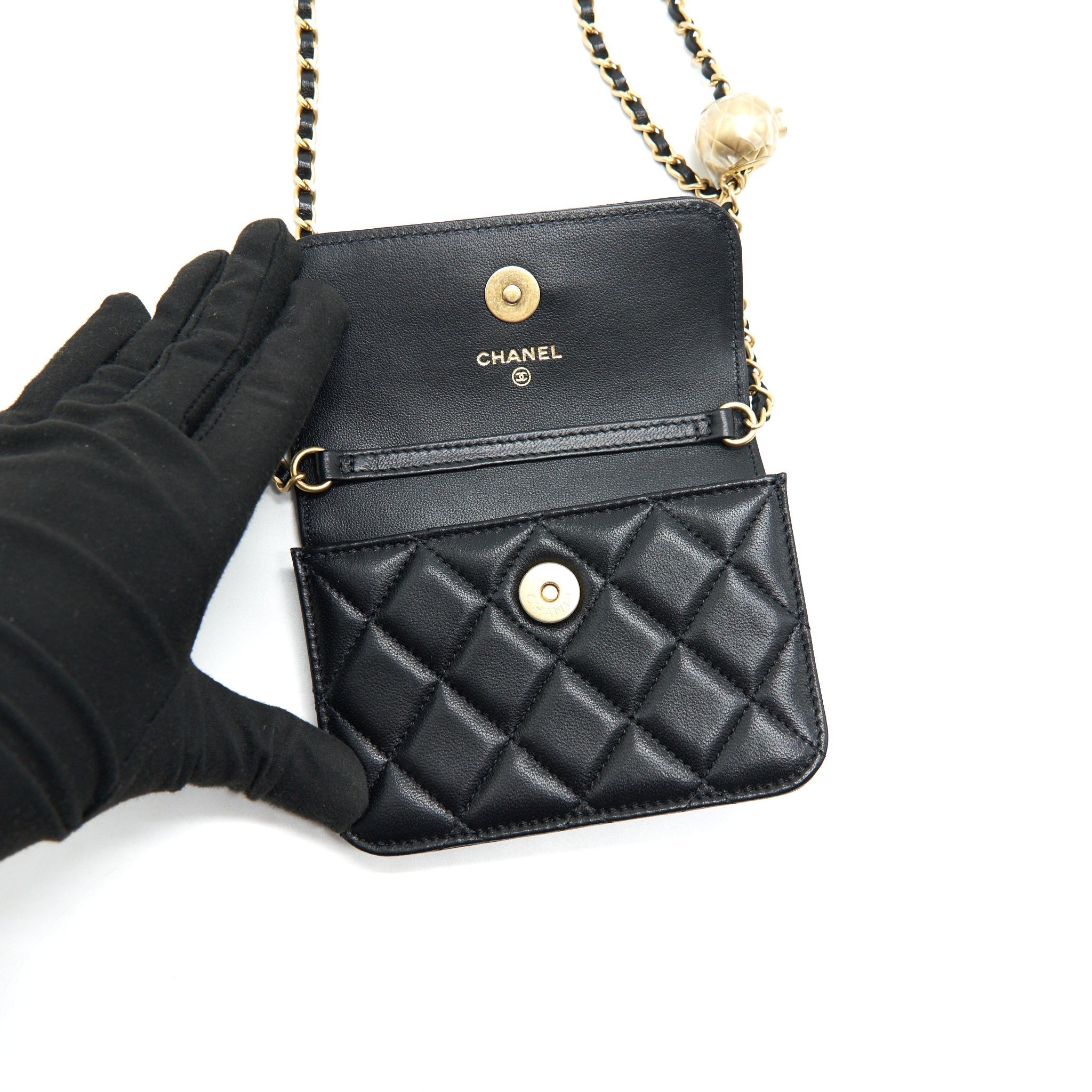 CHANEL PEARL CRUSH BELT BAG BLACK GHW