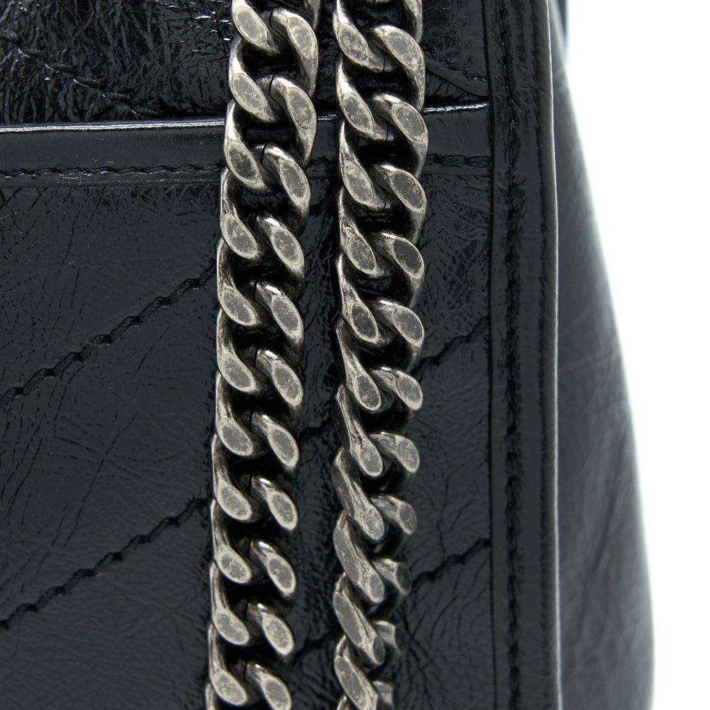 SAINT LAURENT MEDIUM NIKI CHAIN BAG AGED CALFSKIN BLACK RUTHENIUM HARDWARE