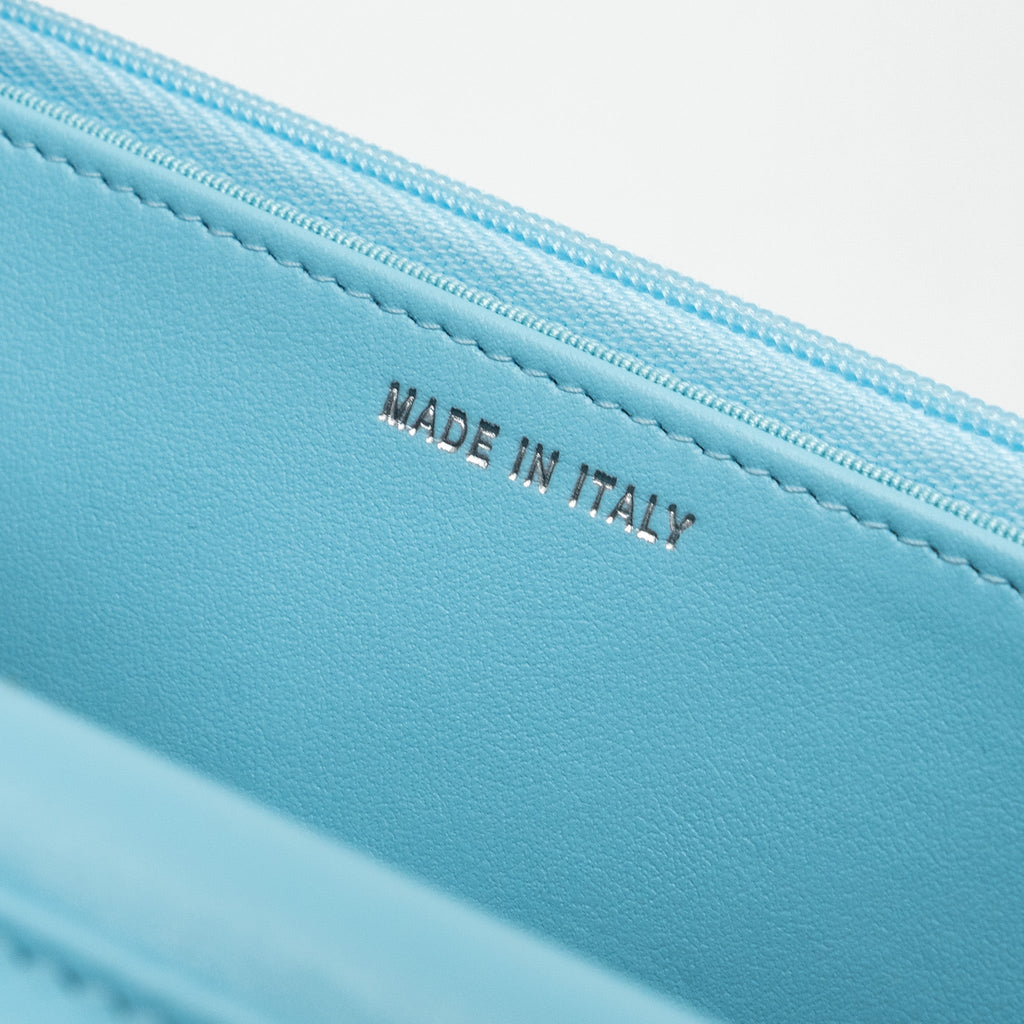 CHANEL CLASSIC WALLET ON CHAIN LAMBSKIN LIGHT BLUE SHW