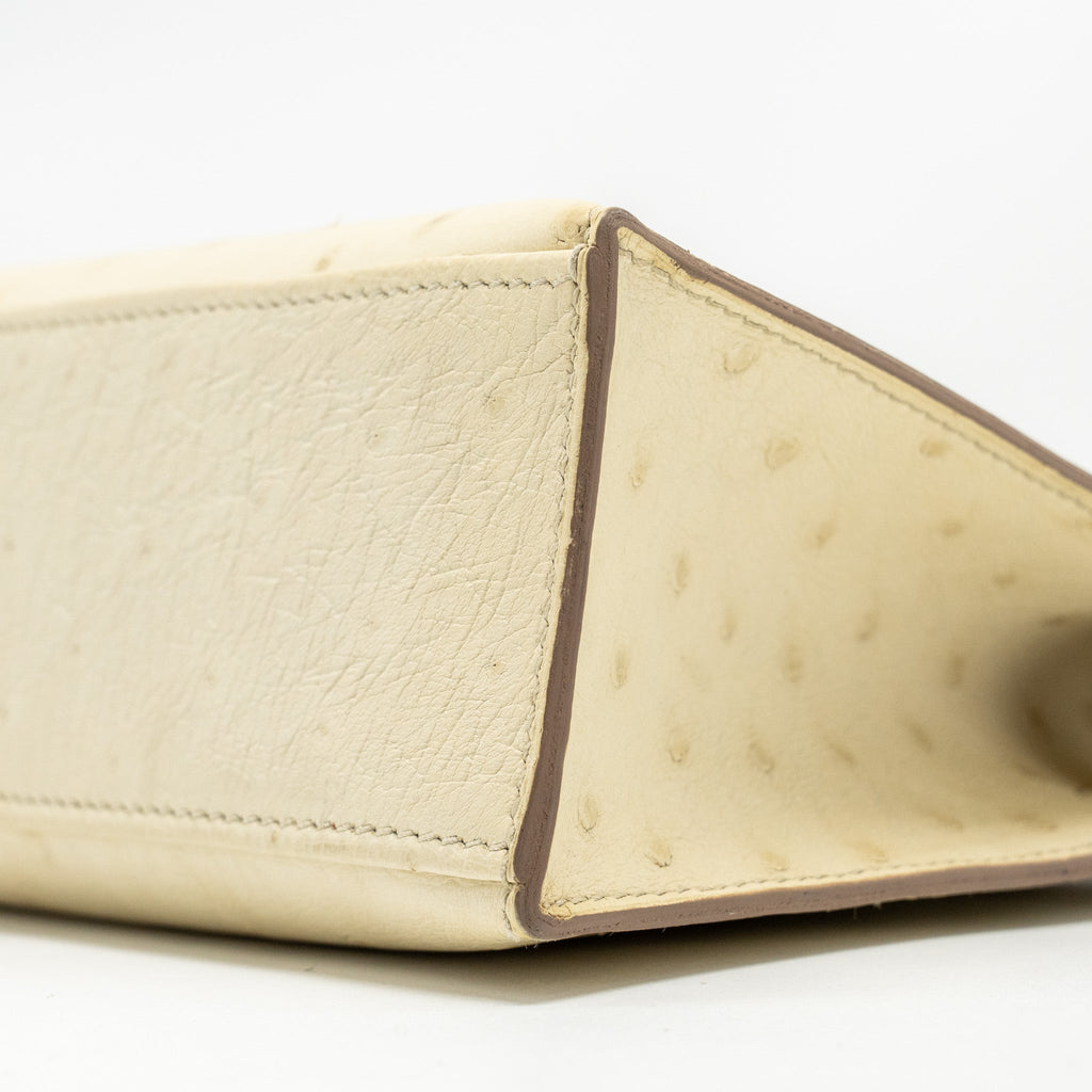 HERMES KELLY POCHETTE OSTRICH BETON GHW