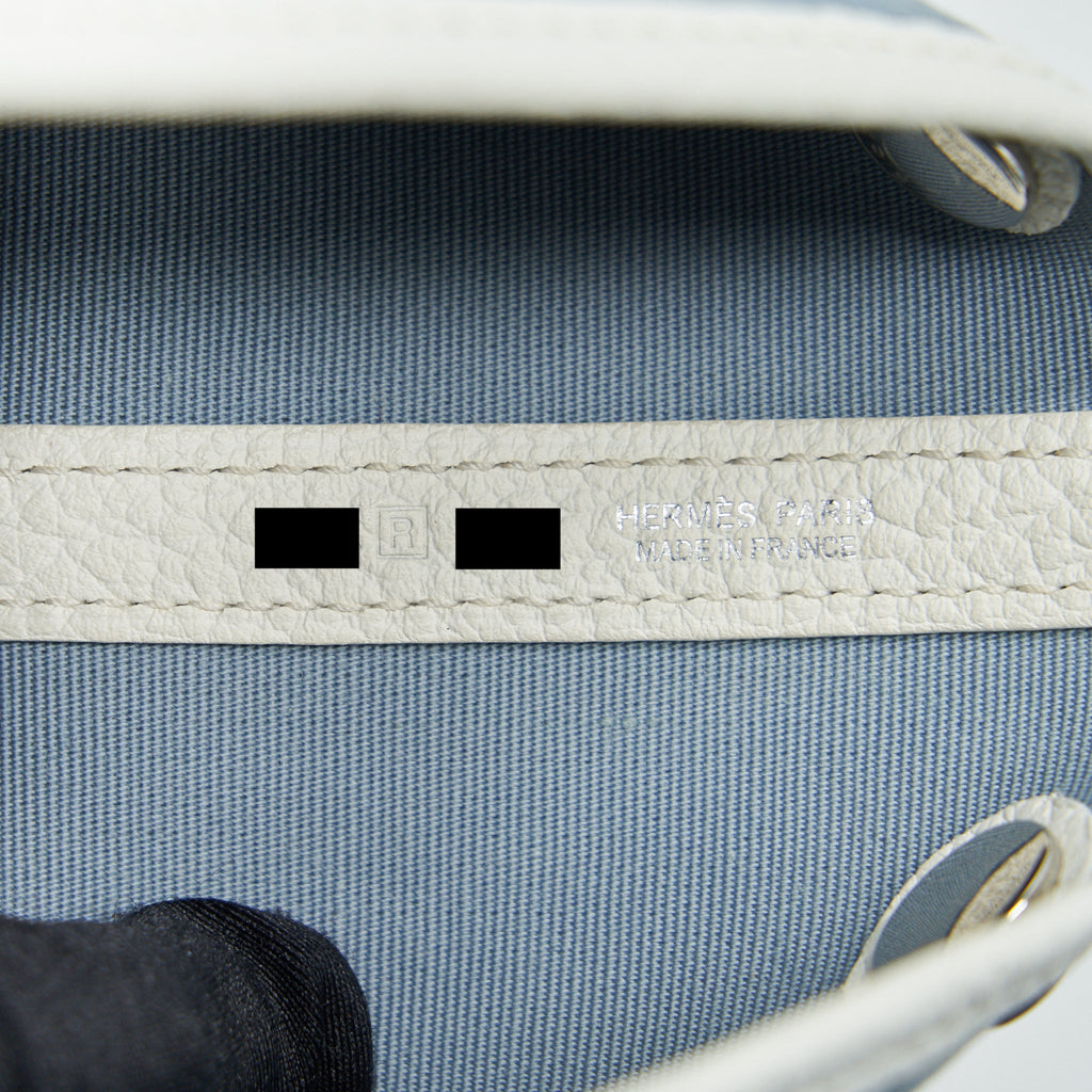 HERMES Garden Party 30 White/Blue Jean SHW in Square
