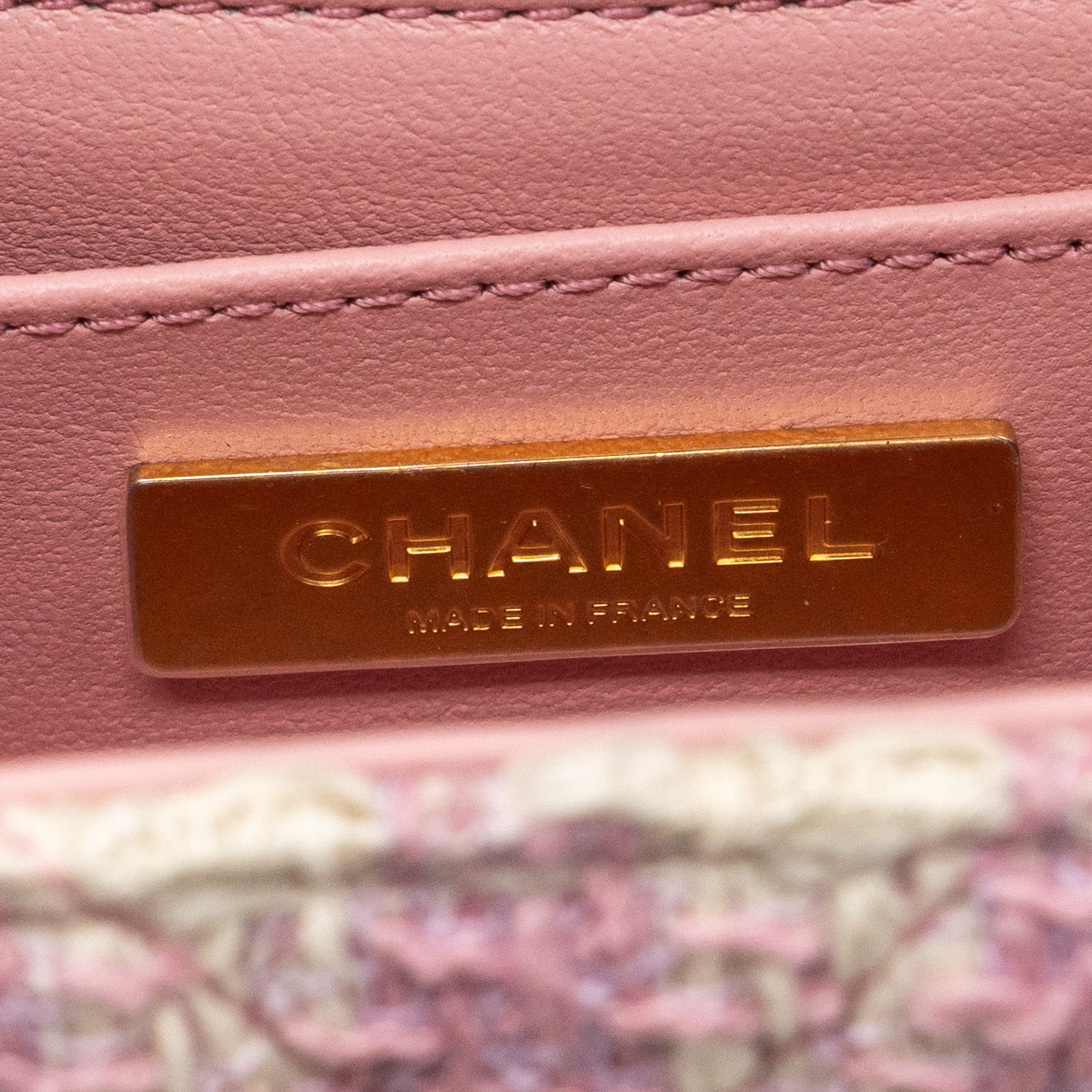 CHANEL 23S TOP HANDLE SMALL VANITY CASE WITH CHAIN TWEED/LAMBSKIN PINK BRUSHED GHW(MICROCHIP)