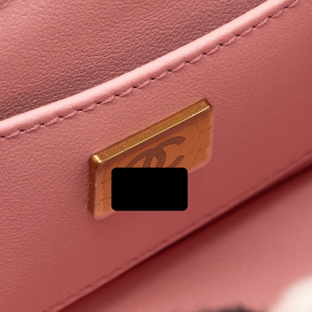 CHANEL 23S TOP HANDLE SMALL VANITY CASE WITH CHAIN TWEED/LAMBSKIN PINK BRUSHED GHW(MICROCHIP)