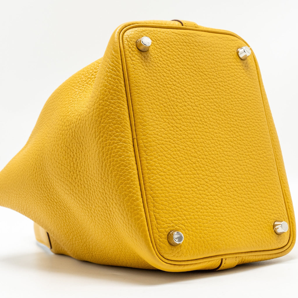 HERMES PICOTIN 18 LOCK BAG CLEMENCE 9D JAUNE AMBER / P3 BLUE DU NORD SHW