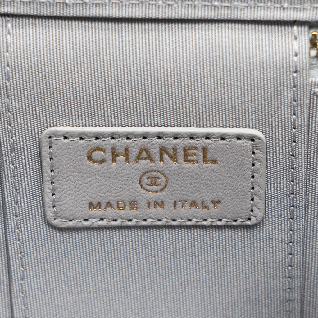 CHANEL TOP HANDLE MINI VANITY WITH CHAIN LIGHT GREY GHW