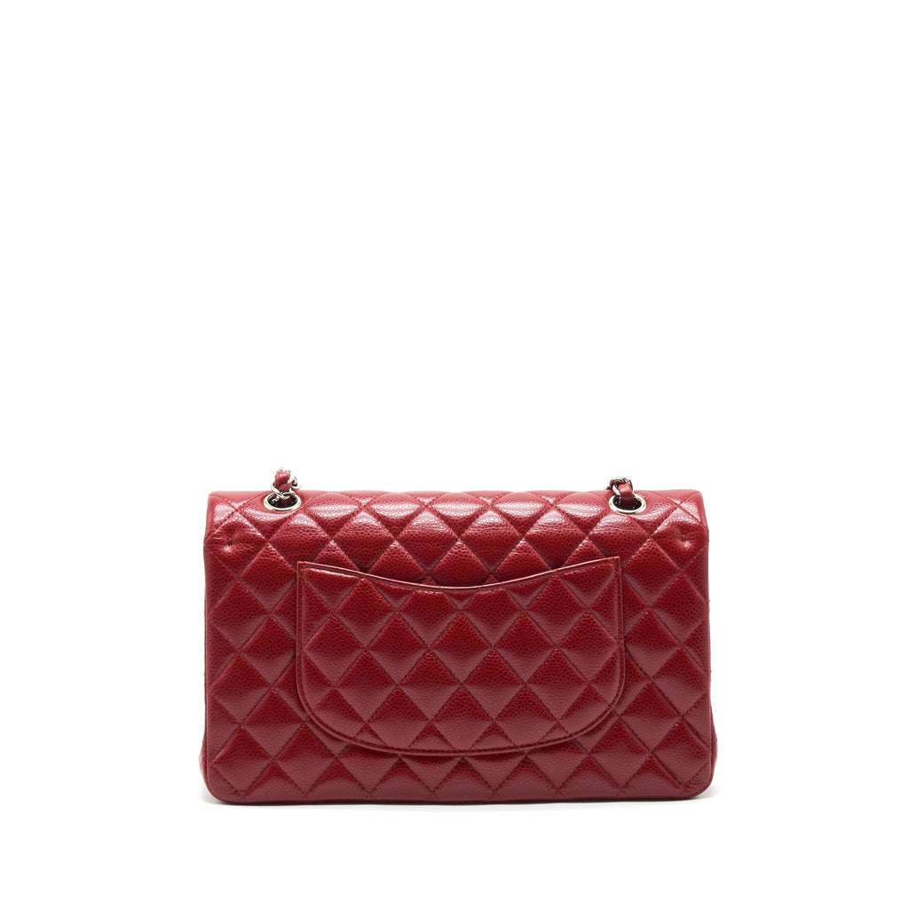 CHANEL MEDIUM CLASSIC DOUBLE FLAP BAG CAVIAR RED SHW