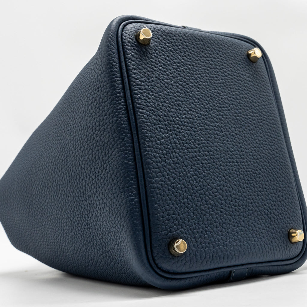 HERMES PICOTIN 18 LOCK BAG CLEMENCE BLEU DE PRUSSE GHW
