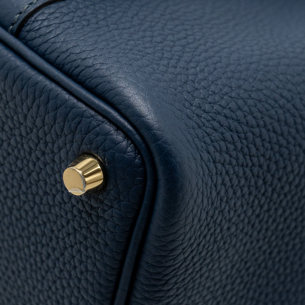 HERMES PICOTIN 18 LOCK BAG CLEMENCE BLEU DE PRUSSE GHW