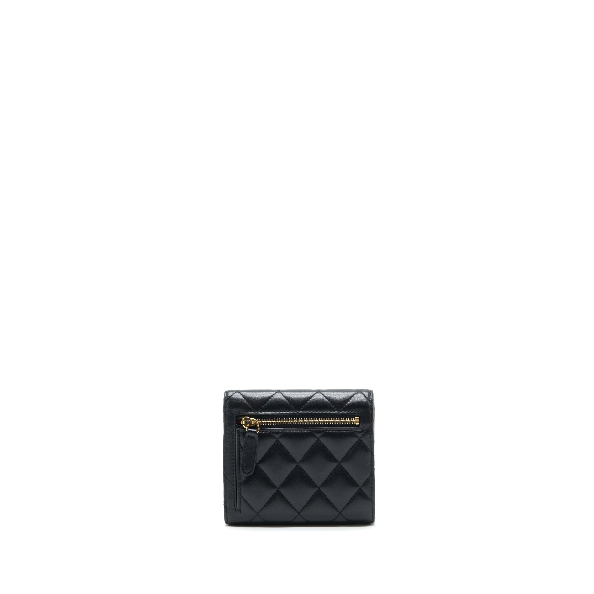 CHANEL CLASSIC FLAP WALLET LAMBSKIN BLACK GHW