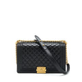 CHANEL BOY BAG NEW MEDIUM (28CM) LAMBSKIN BLACK RUTHENIUM GHW