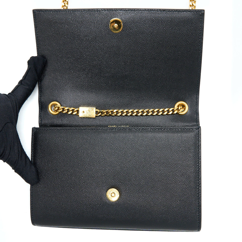 SAINT LAURENT SMALL KATE BAG GRAINED CALFSKIN BLACK GHW