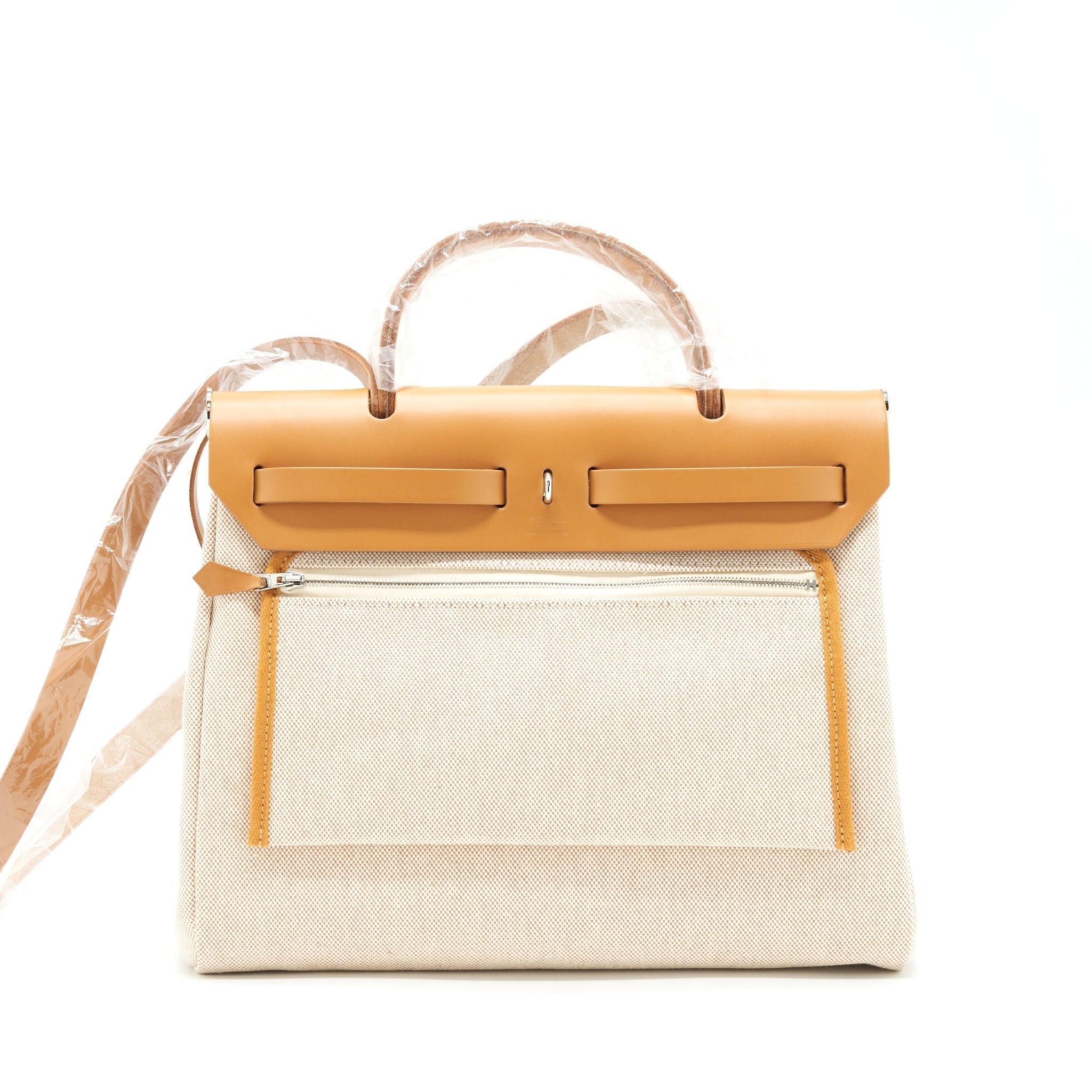 HERMES HERBAG ZIP 31 TOILE H EN RELIEF BRIDES SABLE/ECRU-BEIGE/NAT SABLE
