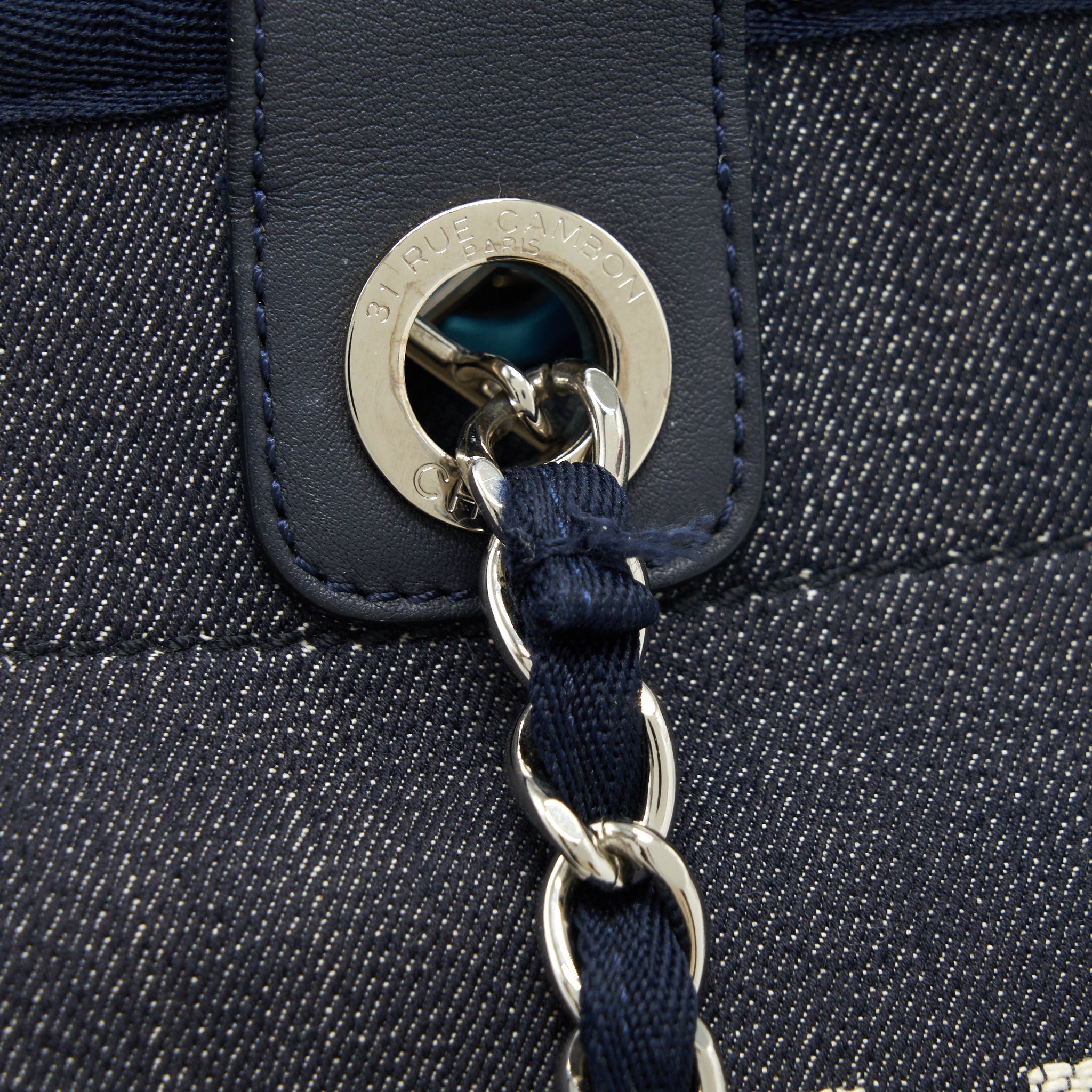 CHANEL LARGE DEAUVILLE TOTE BAG DENIM NAVY SHW