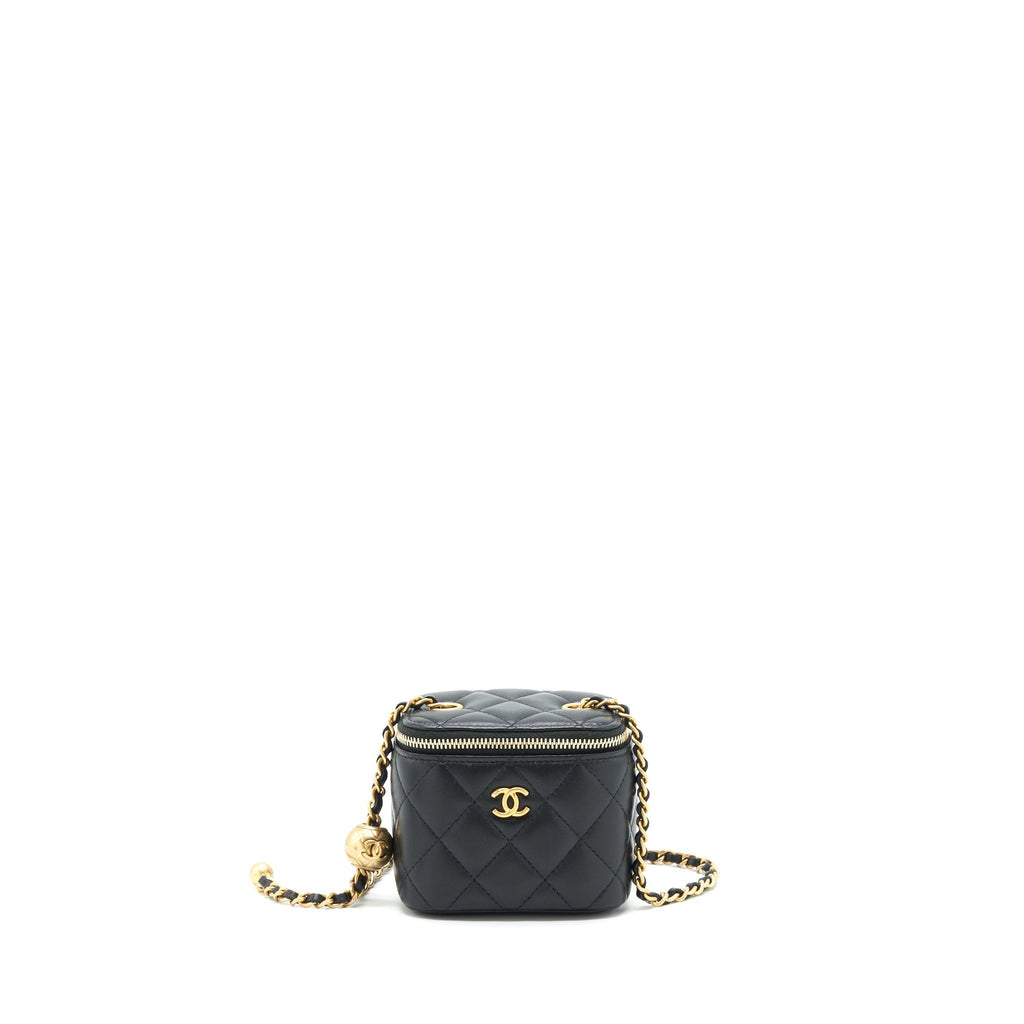 CHANEL PEARL CRUSH MINI VANITY CASE LAMBSKIN BLACK GHW