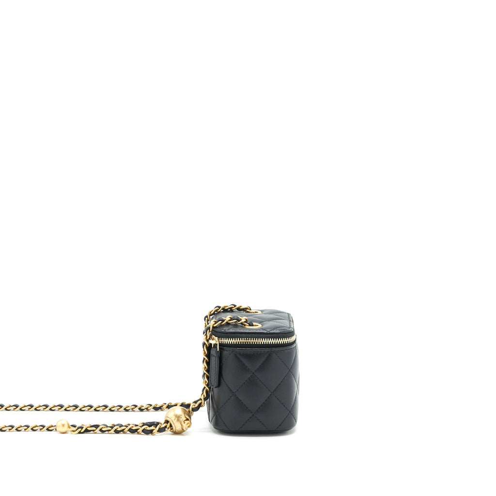 CHANEL PEARL CRUSH MINI VANITY CASE LAMBSKIN BLACK GHW