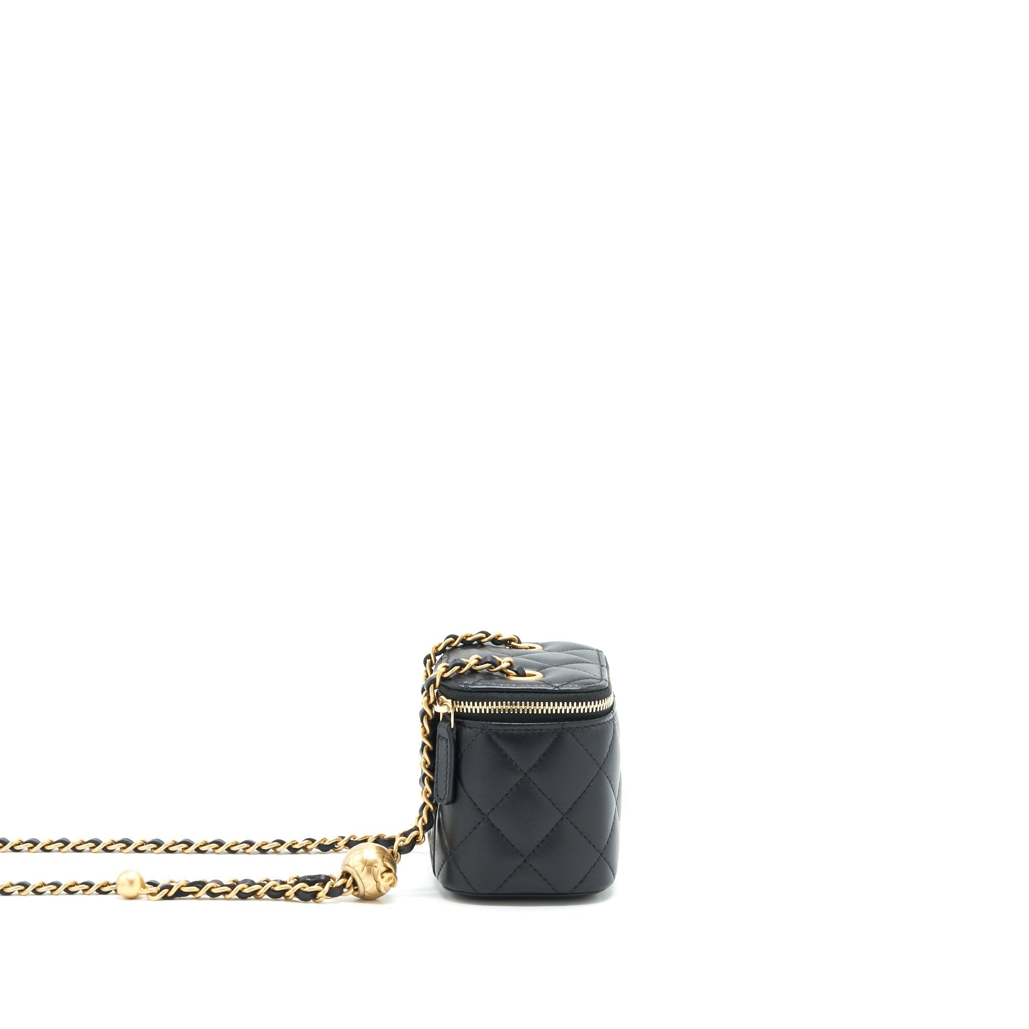 CHANEL PEARL CRUSH MINI VANITY CASE LAMBSKIN BLACK GHW