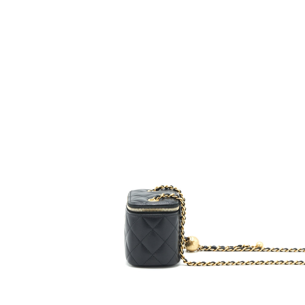 CHANEL PEARL CRUSH MINI VANITY CASE LAMBSKIN BLACK GHW
