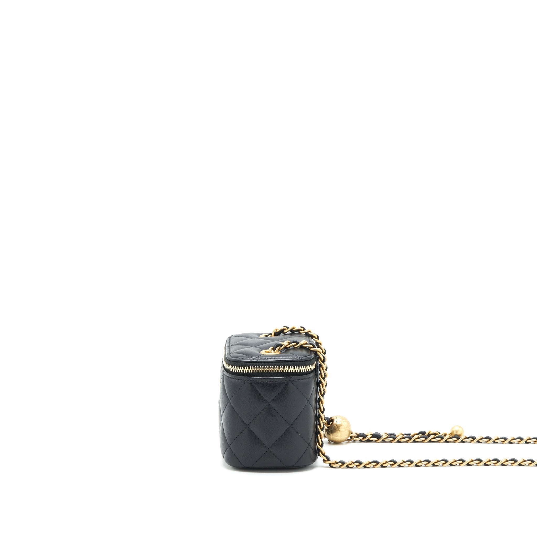 CHANEL PEARL CRUSH MINI VANITY CASE LAMBSKIN BLACK GHW