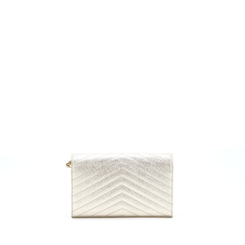 SAINT LAURENT/YSL ENVELOP CHAIN WALLET CALFSKIN GOLD GHW