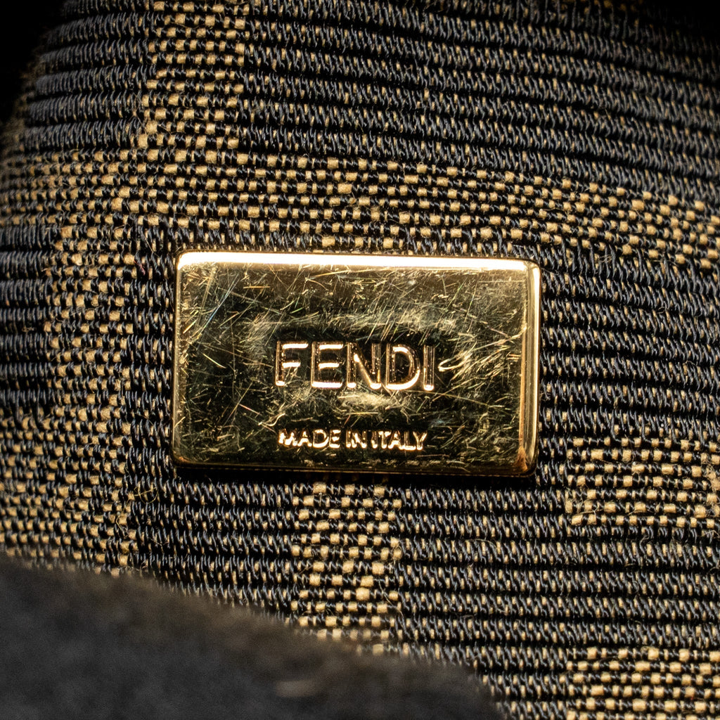 FENDI MINI BAGUETTE SHOULDER BAG FF JACQUARD CANVAS BROWN GHW