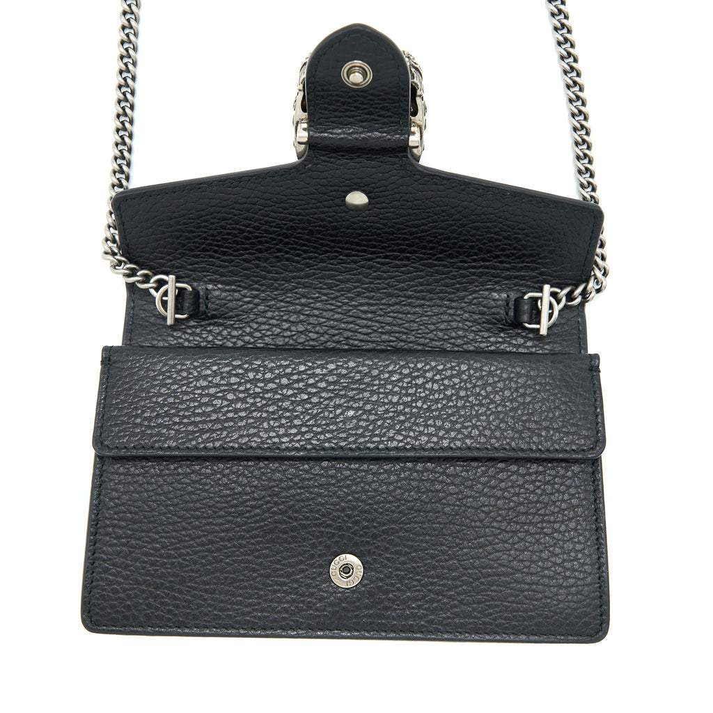 GUCCI SUPER MINI DIONYSUS CALFSKIN BLACK RUTHENIUM SHW