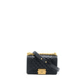 CHANEL SMALL BOY CAVIAR BLACK BRUSHED GHW (MICROCHIP)