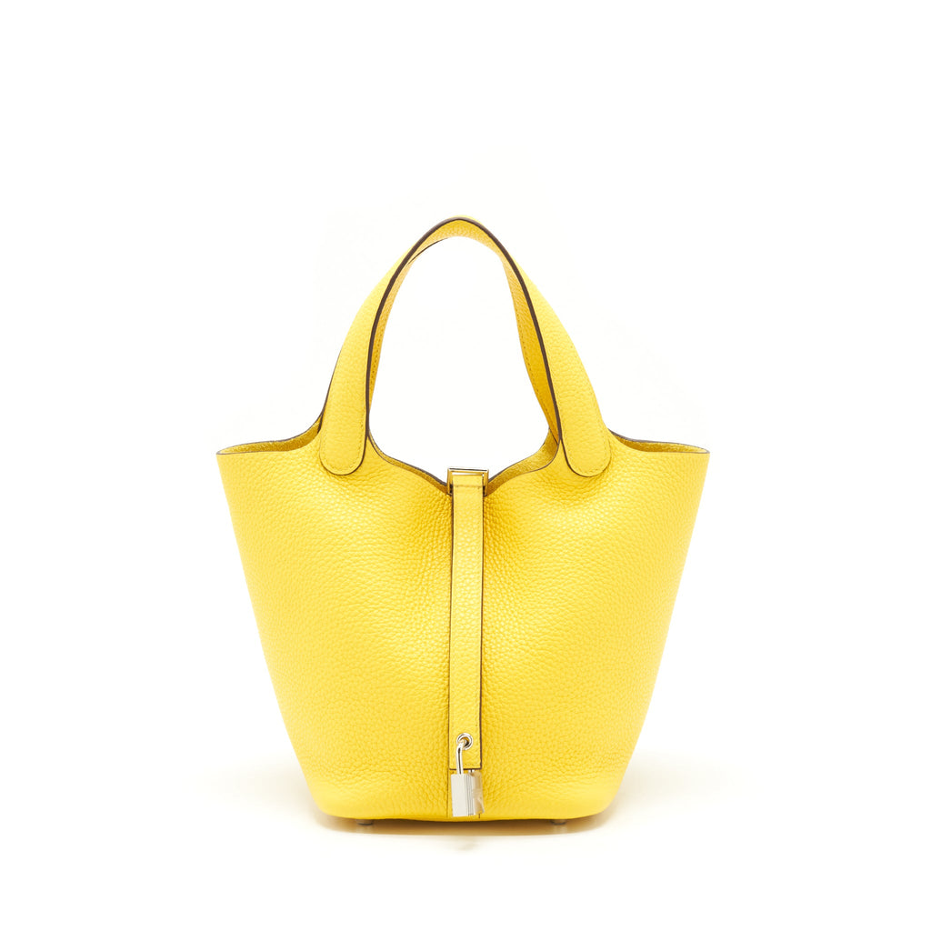 Hermes Picotin 18 Lock Bag Clemence Jaune De Naples SHW