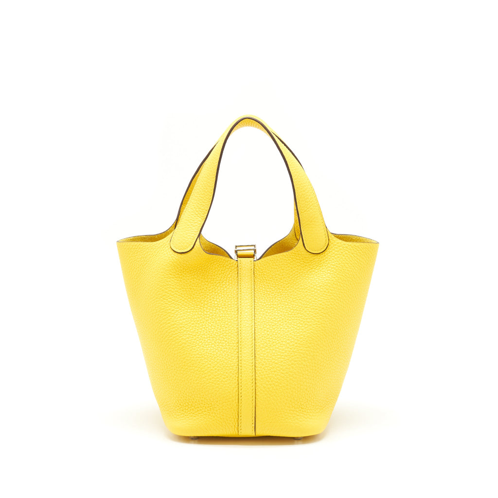 Hermes Picotin 18 Lock Bag Clemence Jaune De Naples SHW
