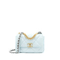 CHANEL SMALL 19 BAG LAMBSKIN LIGHT BLUE MULTICOLOUR HARDWARE (MICROCHIP)